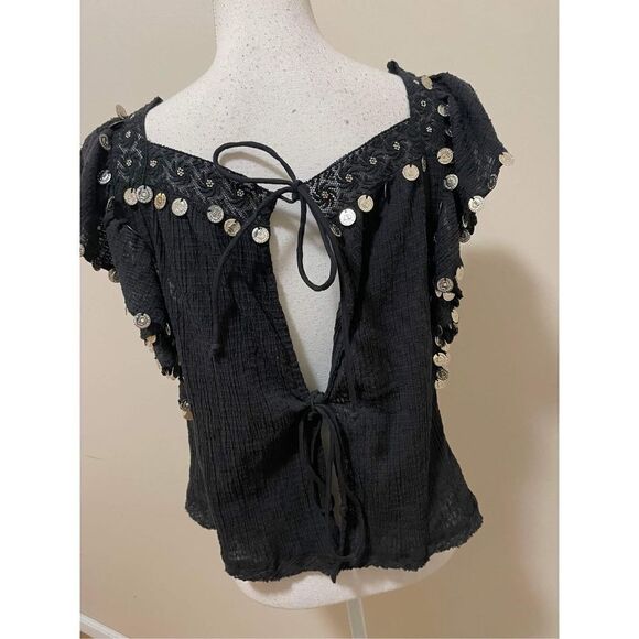 NWT Free  People Metal Coin Embellished Top Size S - Picture 5 of 8